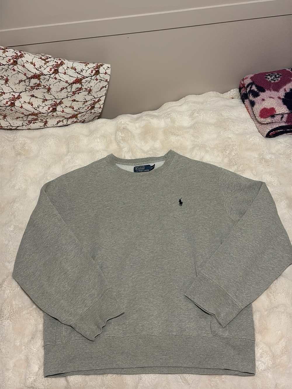 Polo by Ralph Lauren Heather Gray Crewneck Sweater with Navy Pony
